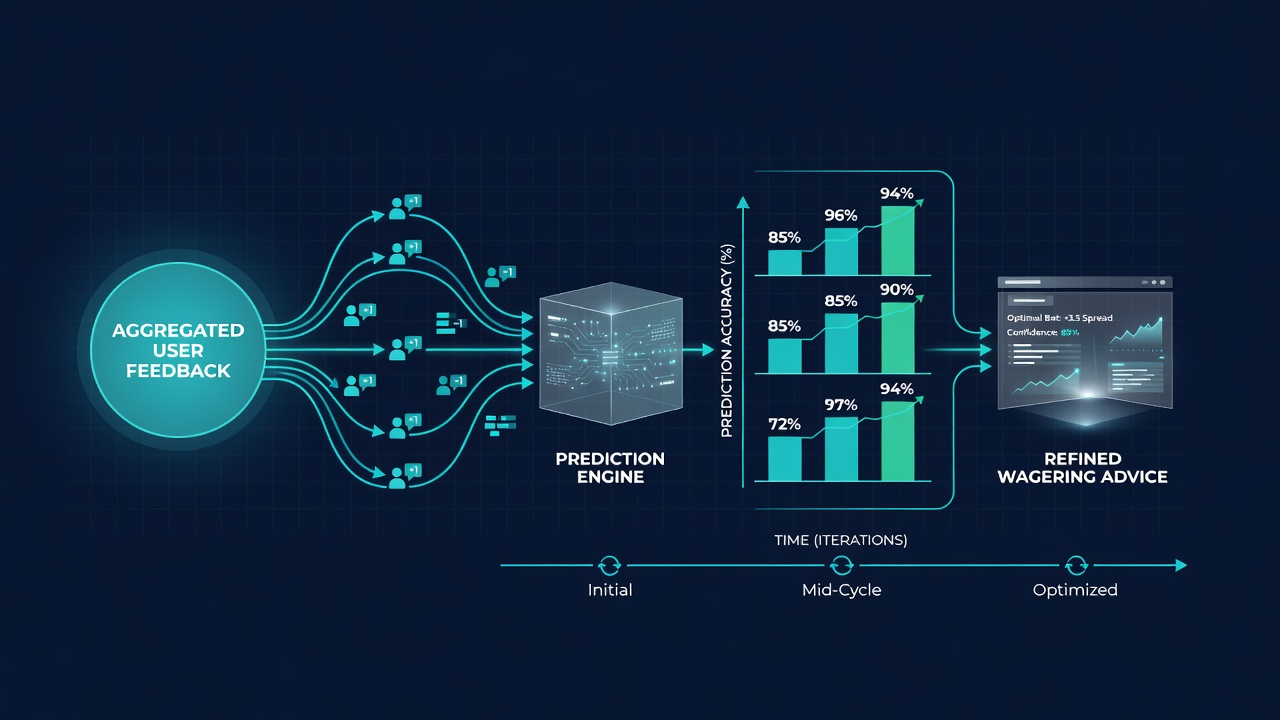Chart illustrating prediction accuracy trends over multiple feedback cycles in wagering advisory platforms