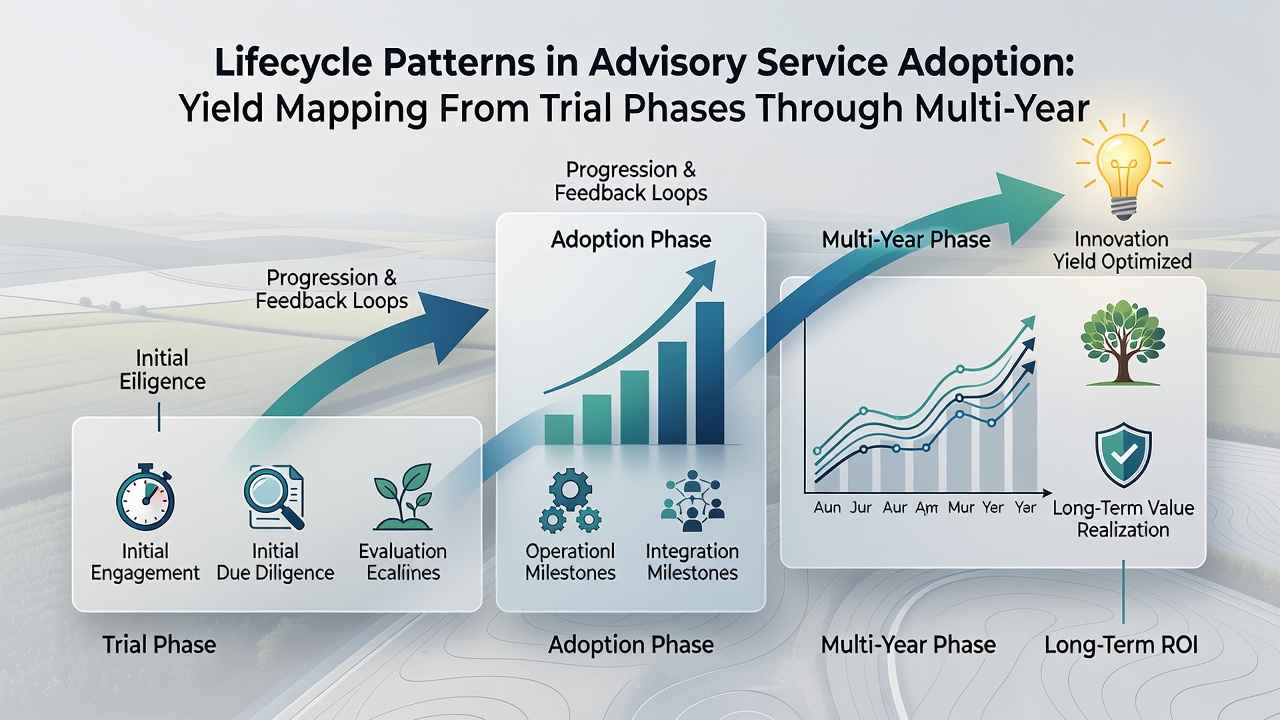 Yield mapping visualization from trial phases through multi-year engagements in racing and soccer advisory services