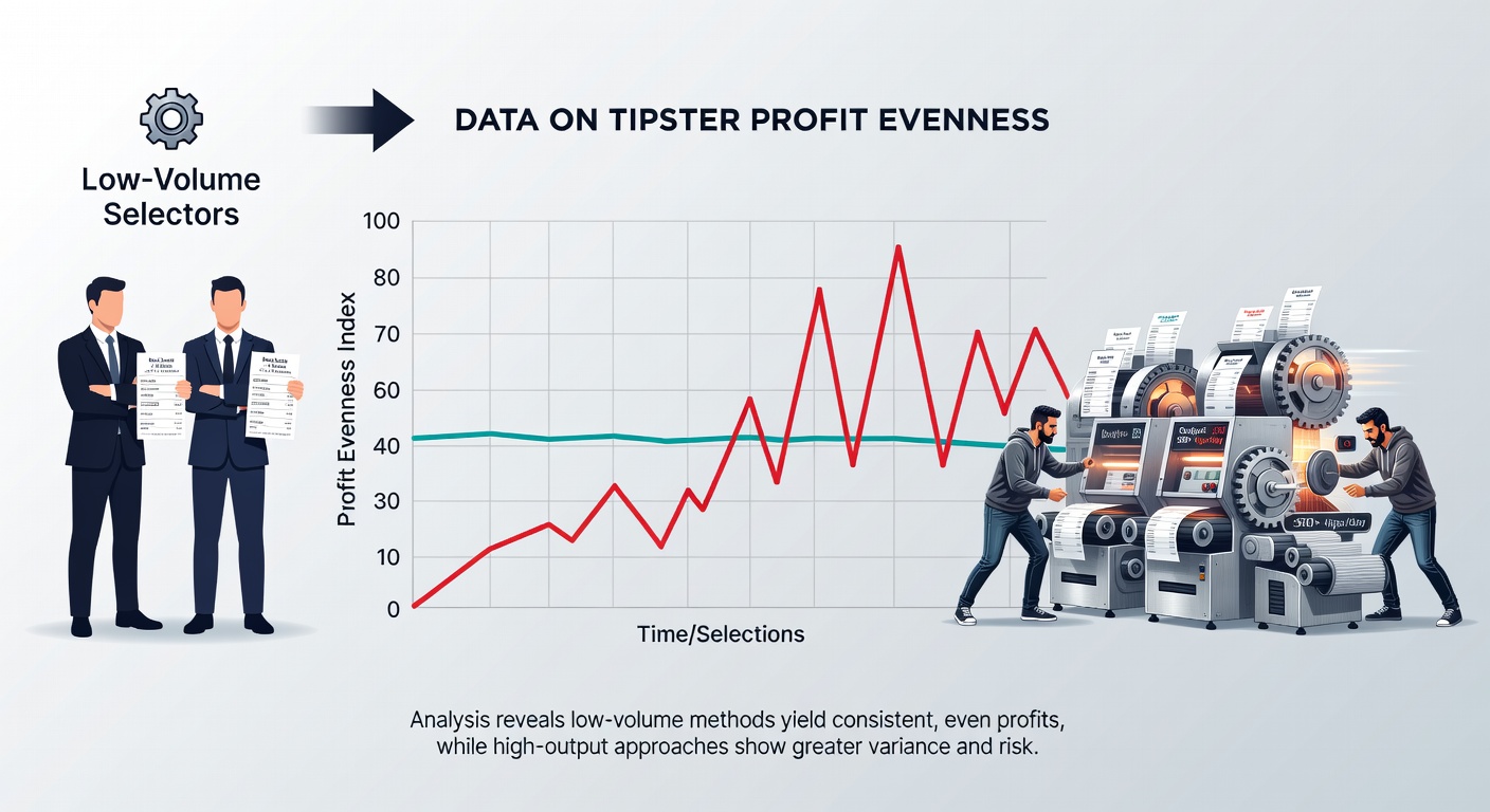 Graph illustrating monthly profit standard deviations for tipster types across soccer leagues and horse racing events, emphasizing low-volume stability