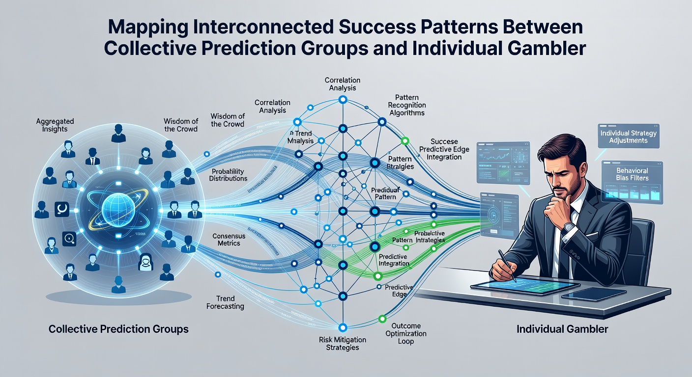 Chart illustrating success correlations between collective forecasts and solitary gambler performance metrics